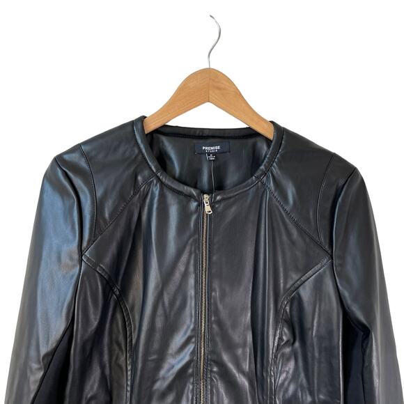 NWT PREMISE STUDIO Women's VEGAN Faux Leather Jacket Black Medium Biker Moto - Picture 3 of 6
